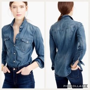 J. Crew Western chambray shirt shell buttons E7338